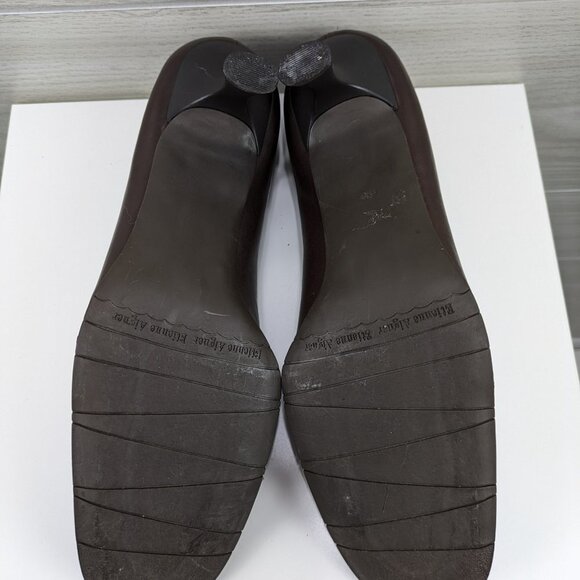 Etienne Aigner Leather Square Toe Buckle Pumps - Picture 9 of 11